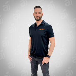 Men's Apricot Polo Shirt - Black w/ Orange and Green Logo