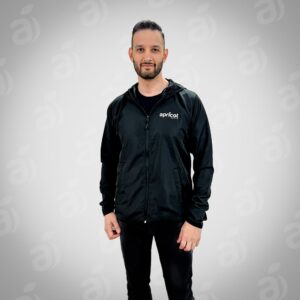 Men’s Apricot Windbreaker – Black w/ White logo