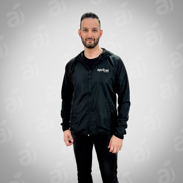 Men’s Apricot Windbreaker – Black w/ White logo
