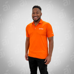 Men's Apricot Polo Shirt – Orange w/ White logo